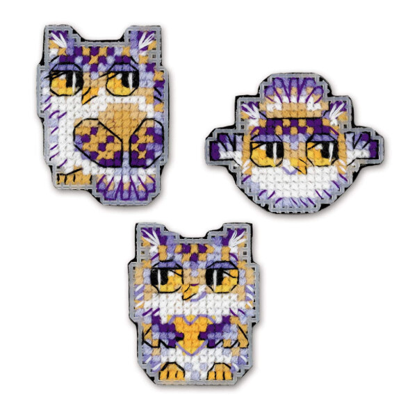 Riolis counted cross stitch kit "Magnets Owlets Set of 3", a 4,5x6cm, DIY