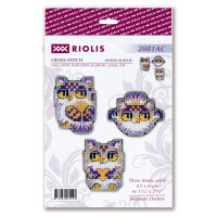 Kit de point de croix compté Riolis "Magnets Owl Boys Set of 3", un 4.5x6cm
