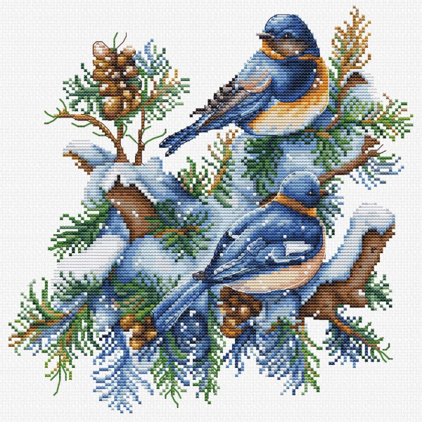 Luca-S Набор для вышивания крестом "Зимующие птицы", счетная схема, 21x21 см