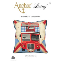 Juego de cojines bordados para tapiz Anchor "Autobús rojo en Union Jack", imagen de bordado impresa, 40x40cm