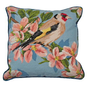 Anchor stamped Needlepoint Cushion stitch kit "Gold Finch And Blossom", 40x40cm, DIY