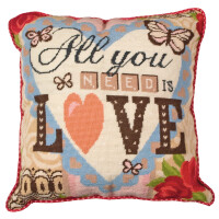 Anchor stamped Needlepoint Cushion stitch kit "All You Need is Love", 40x40cm, DIY