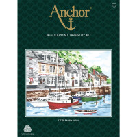 Ensemble de tapisserie Anchor "Padstow Harbour", image de broderie imprimée, 30x40cm