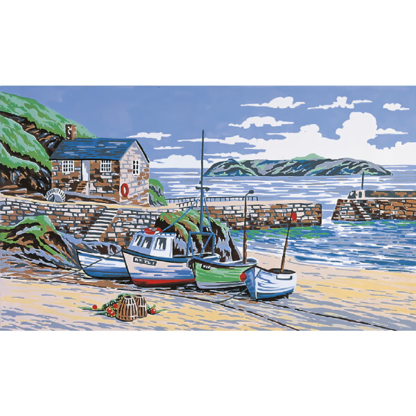 Juego de tapiz Anchor "Miullion Cove, Cornwall", imagen bordada impresa, 25,5x43cm