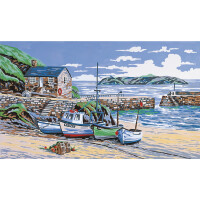 Ensemble de tapisserie Anchor "Miullion Cove, Cornwall", image de broderie imprimée, 25,5x43cm