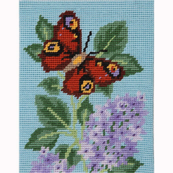 Juego de tapiz Anchor "mariposa pavo real", imagen bordada impresa, 14x18cm