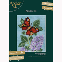 Juego de tapiz Anchor "mariposa pavo real", imagen bordada impresa, 14x18cm