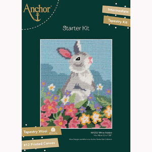 Anchor Gobelin Set "Weißer Hase", Stickbild gedruckt, 14x18cm