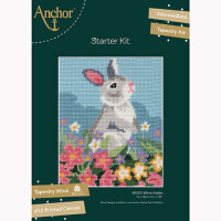 Set di arazzi Anchor "White Hare", immagine ricamata stampata, 14x18cm