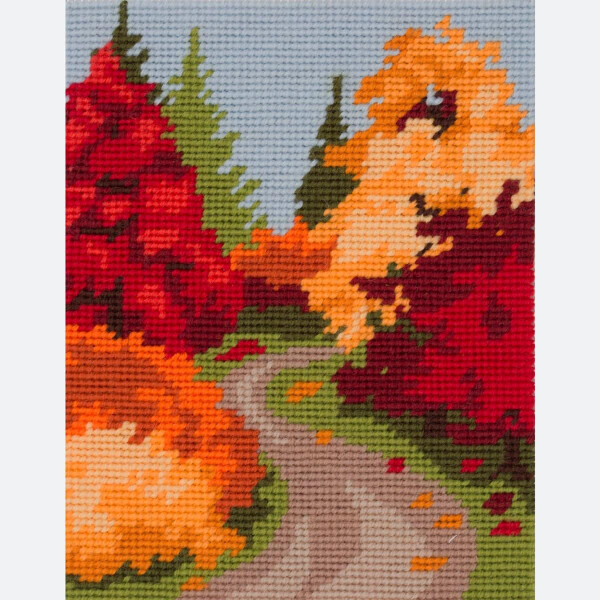 Juego de tapiz Anchor "Paseo de otoño", imagen bordada impresa, 14x18cm