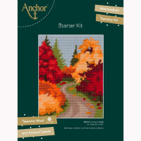 Juego de tapiz Anchor "Paseo de otoño", imagen bordada impresa, 14x18cm