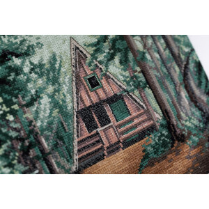 Panna counted cross stitch kit "Cabin in Woods", 20x20cm, DIY