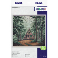 Panna counted cross stitch kit "Cabin in Woods", 20x20cm, DIY