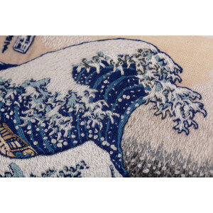Panna kruissteek set "Onder de golf van Kanagawa. Katsushika Hokusai", borduurpatroon voorgetekend, 15x10cm