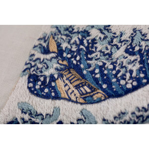 Набор для вышивания гладью Panna "Под волной Канагавы. Кацусика Хокусай", дизайн вышивки предварительно нарисован, 15х10см
