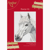 Anchor counted cross stitch kit "White Beauty – Horse", 16x23cm, DIY