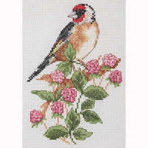 Anchor counted cross stitch kit "Goldfinch and Berries", 16x23cm, DIY