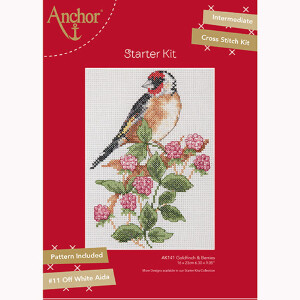 Anchor counted cross stitch kit "Goldfinch and Berries", 16x23cm, DIY