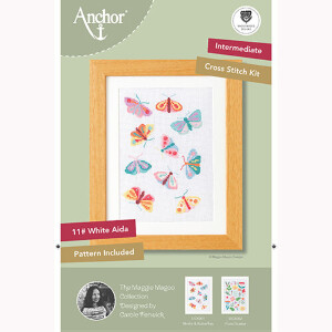 Anchor counted cross stitch kit "Moths & Butterflies", 16x23cm, DIY