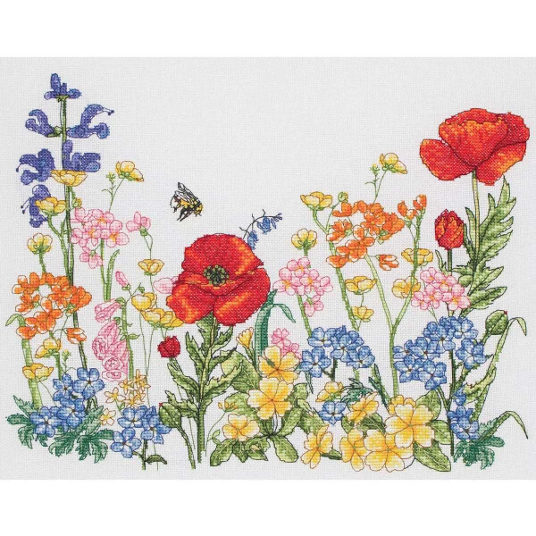 Anchor counted cross stitch kit "Flower Meadow", 25x31cm, DIY