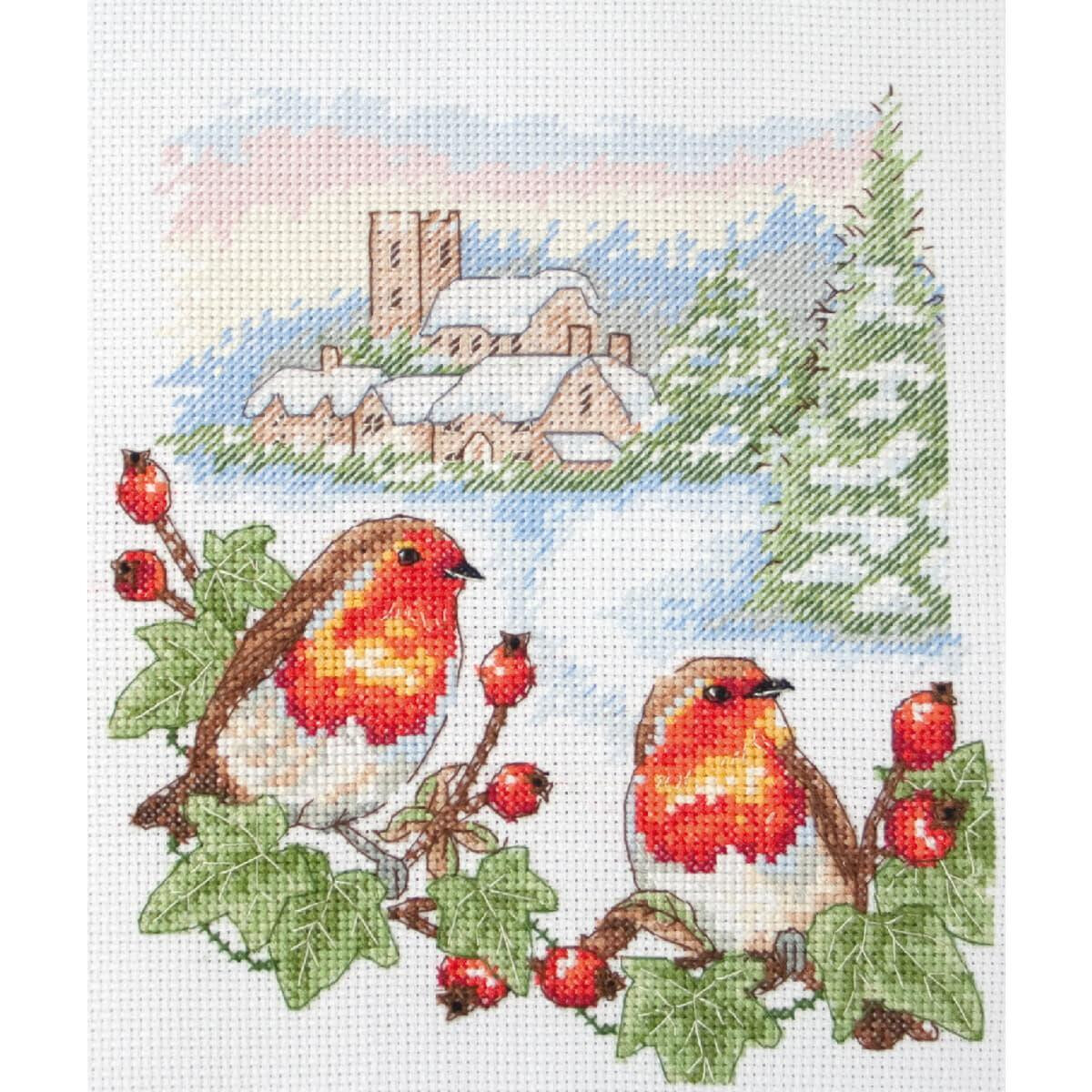 Anchor counted cross stitch kit "Winter Robin",...