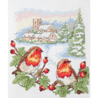 Anchor counted cross stitch kit "Winter Robin", 19,5x16,5cm, DIY
