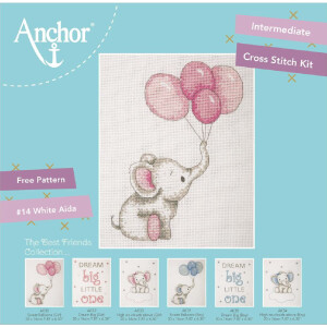 Anchor counted cross stitch kit "Sweet Ballons Girl", 20x16cm, DIY