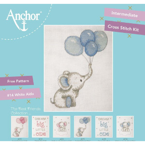 Anchor counted cross stitch kit "Sweet Ballons Boy", 20x16cm, DIY
