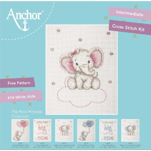 Anchor counted cross stitch kit "High on clouds Above Girl", 20x16cm, DIY