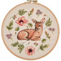 Anchor counted cross stitch kit "Linen Meadow Fawn", 20x20cm, DIY