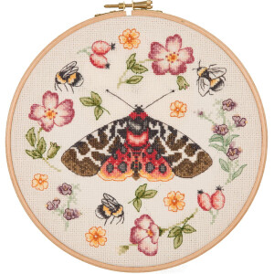 Anchor counted cross stitch kit "Linen Meadow Moth", 20x20cm, DIY