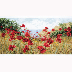 Anchor counted cross stitch kit "Maia Collection Clifftop Poppies", 23x45cm, DIY