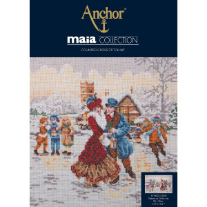 Anchor counted cross stitch kit "Maia Collection Skaters at Christmas", 20x30cm, DIY