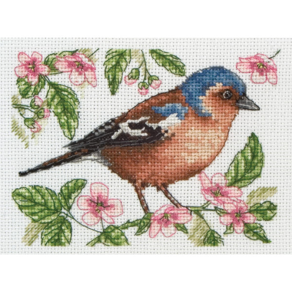 Anchor counted cross stitch kit "Chaffinch", 8x11cm, DIY