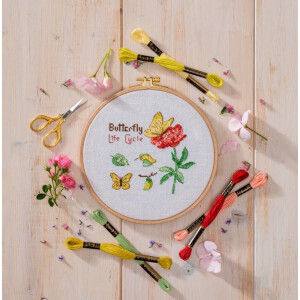 Anchor counted cross stitch kit "Butterfly Life Cycle", 13x11cm, DIY