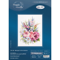 Ago magico Zweigart Edition Set per punto croce "Bouquet con peonie", schema per il conteggio, 19x26cm