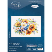 Magic Needle Zweigart Edition Set per punto croce "Bouquet con girasoli", schema per il conteggio, 26x19cm