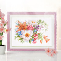 Magic Needle Zweigart Edition counted cross stitch kit "Gentle Flowers", 26x19cm, DIY