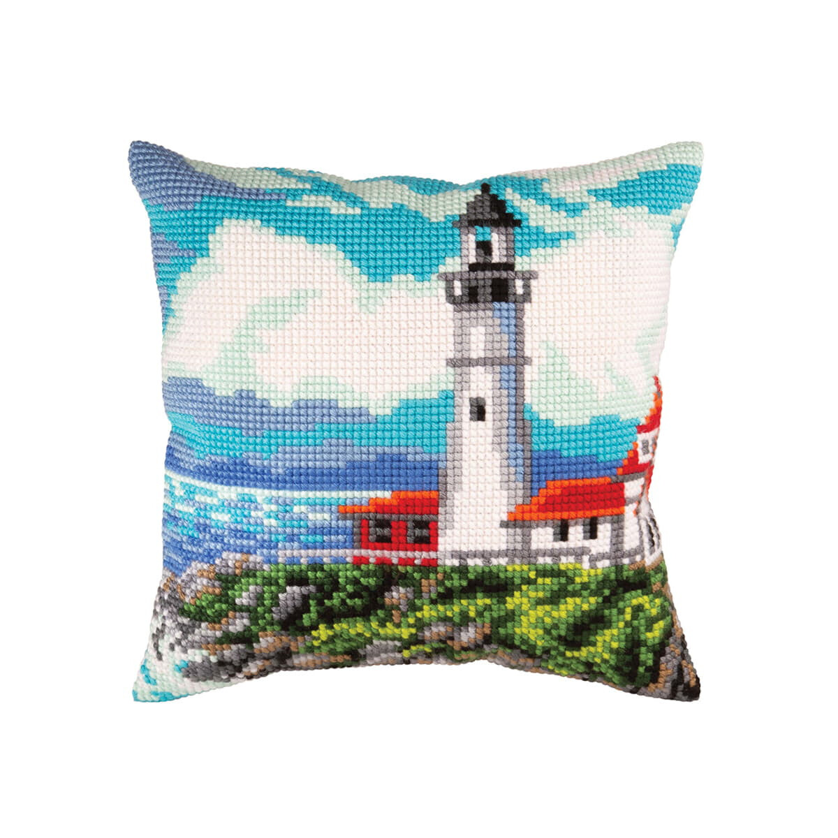 CDA stamped cross stitch kit cushion "Lighthouse on...