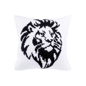 CDA stamped cross stitch kit cushion "Lion head", 40x40cm, DIY