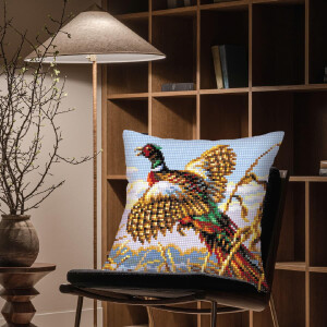 CDA stamped cross stitch kit cushion "Pheasant", 40x40cm, DIY