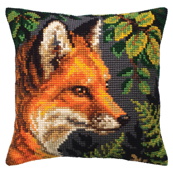 CDA stamped cross stitch kit cushion "Fox", 40x40cm, DIY