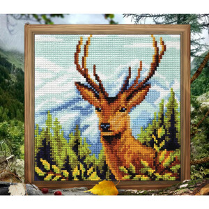 CDA stamped cross stitch kit cushion "Deer", 40x40cm, DIY