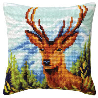 CDA stamped cross stitch kit cushion "Deer", 40x40cm, DIY