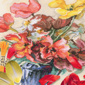 RTO counted cross stitch kit "Tulips and Daffodils", 21x29,5cm, DIY
