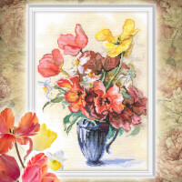RTO counted cross stitch kit "Tulips and Daffodils", 21x29,5cm, DIY