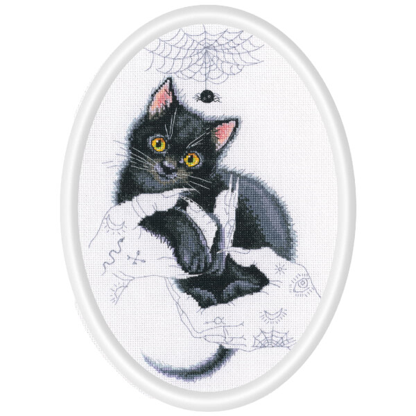 RTO counted cross stitch kit "Cat Magic", 16,5x25cm, DIY