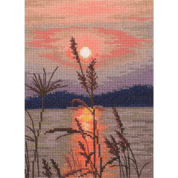 RTO Kit de point de croix "En ce moment, coucher de soleil", motif à compter, 12x17,5cm