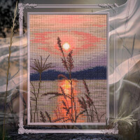 RTO Kit de point de croix "En ce moment, coucher de soleil", motif à compter, 12x17,5cm
