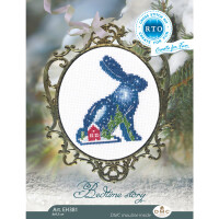 RTO counted cross stitch kit "Bedtime story, Hare", 8x9,5cm, DIY